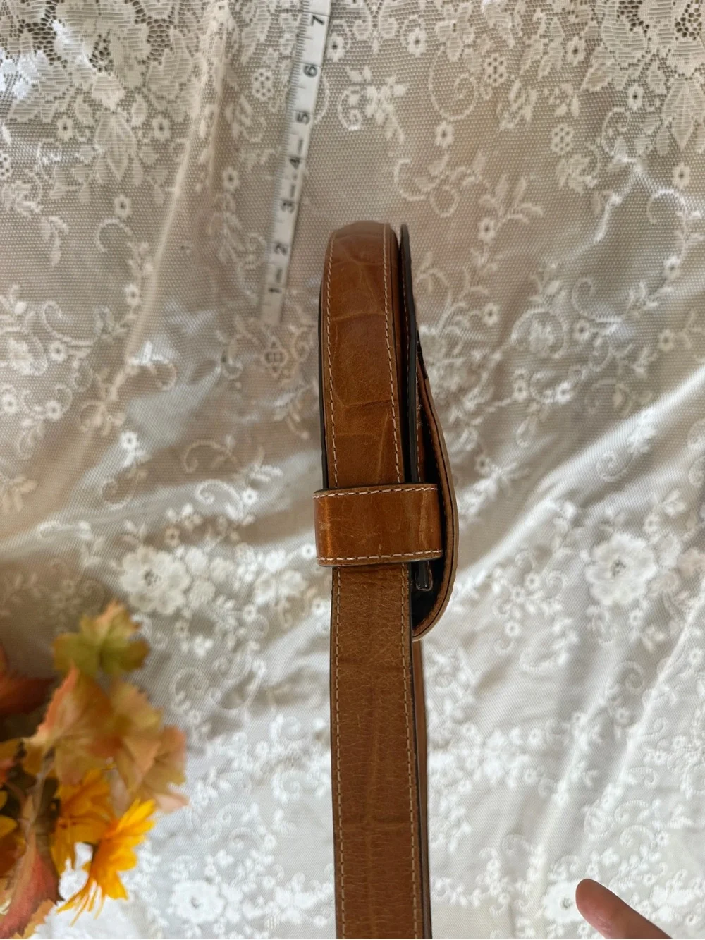 STAUD Cognac embossed shoulder bag